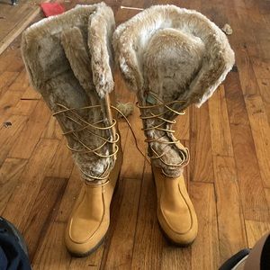 Timberland size 7.5 women’s knee high wedge boots never worn